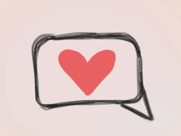 Иконка Сообщения Красного Сердца Розовом Фоне — стоковое фото