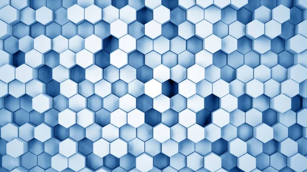 Absztrakt kék hatszögletű sci-fi méhsejt geometriai háttér. 3D-s renderelés — Stock Fotó