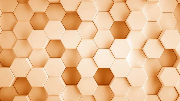 Abstrato laranja hexagonal sci-fi honeycomb fundo geométrico. Renderização 3d — Fotografia de Stock