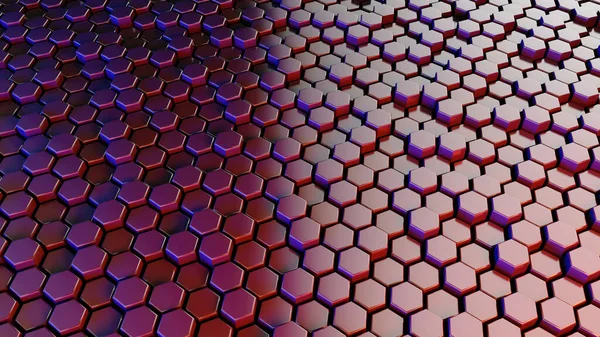 Absztrakt hatszögletű sci-fi méhsejt geometriai háttér. 3D-s renderelés — Stock Fotó