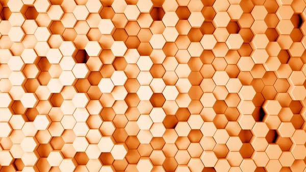 Abstrato laranja hexagonal sci-fi honeycomb fundo geométrico. Renderização 3d Imagem De Stock
