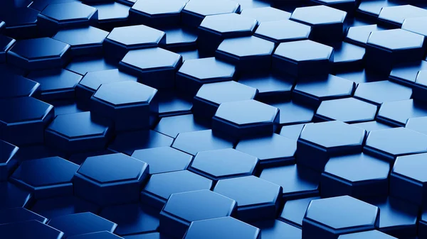 Abstrato azul hexagonal sci-fi honeycomb fundo geométrico. Renderização 3d — Fotografia de Stock