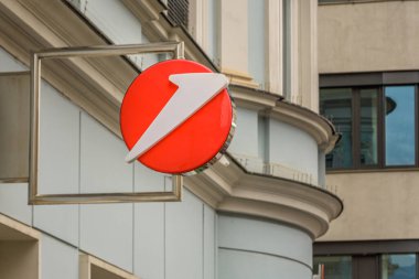 Villach, Austria - August 6, 2022: Bank Austria and UniCredit logo on a facade in Villach, Carinthia