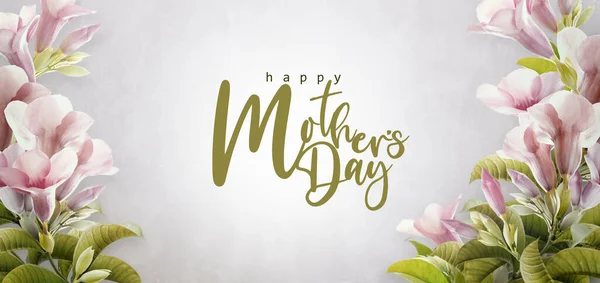 Happy Mother Day Calligraphy Blossom Flowers Background Vintage Color Tonned — Stok fotoğraf