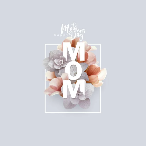 Szczęśliwego Dnia Matki Kaligrafia Kwiatami Tła Symbole Miłości Miejsca Kopiowania — Zdjęcie stockowe