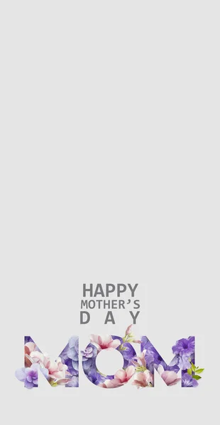 Happy Mother Day Calligraphy Blossom Flowers Background Symbols Love Copy — Stok fotoğraf