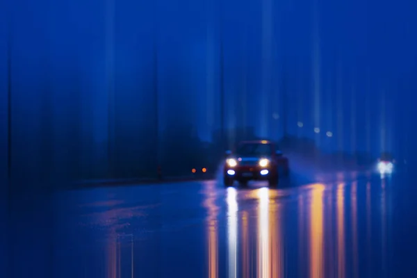Wet Road Light Reflections — стоковое фото