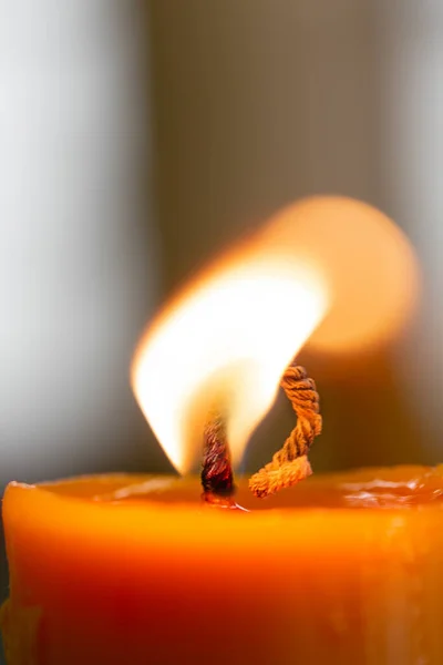Candle Flame Chinese Shrine Close — Fotografia de Stock