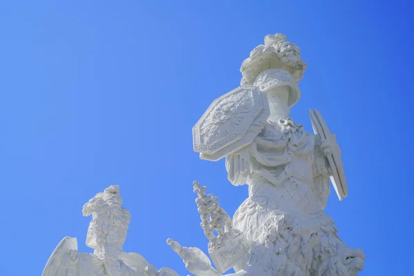 Wien Österreich September 2017 Imposante Weiße Marmorskulptur Eines Soldaten Vor — Stockfoto