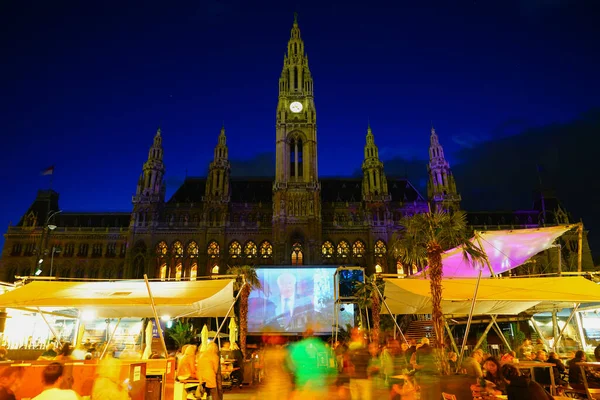 Wiedeń Austria Września 2017 Noc Filmowa Przed Ratuszem Lub Historycznym — Zdjęcie stockowe