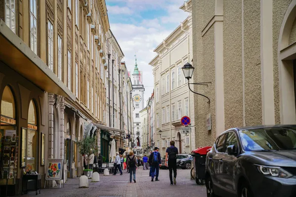 Salzbourg Autriche Septembre 2017 Rue Typique Vieille Ville Européenne Avec — Photo