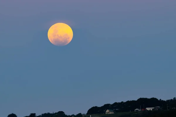 Luna Durante Eclipse Lunar Sobre Cielo Tauranga — Foto de Stock