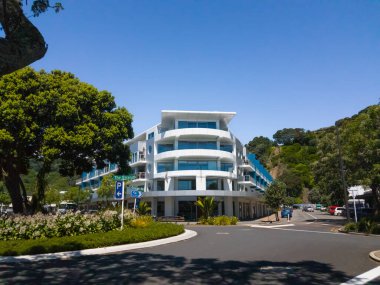 Strand ve George caddeleri Whakatane 'de kavşakta Doğu Yakası, Yeni Zelanda.