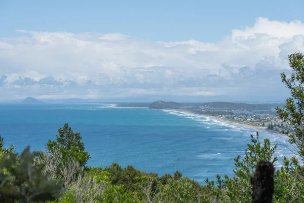 Surplombant Une Longue Plage Étendant Distance Haut Haut Orokawa Scenic — Photo