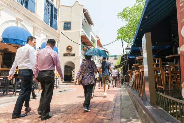 Singapur Agosto 2015 Gente Caminando Por Carril Escena Calle River — Foto de Stock