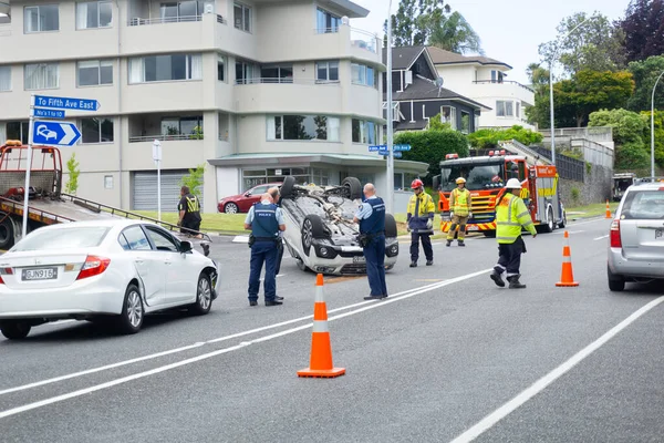 Tauranga New Zealand December 2015 Police Ambulance Fire Service Attend — 图库照片