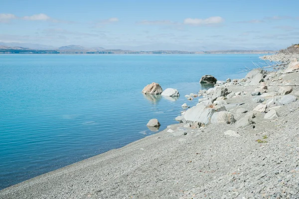 Blue Snow Feed Alpine Water Scenic Lake Pukaki South Island — Stock Photo, Image