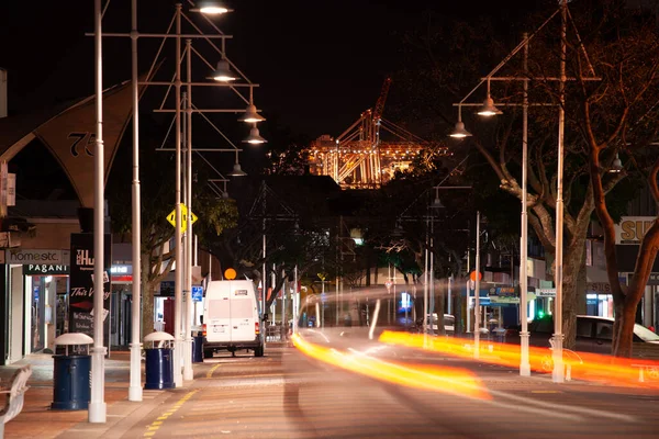 Тауранга Нова Зеландія Липня 2012 Вулиці Вночі Світлом Порту Тауранга — стокове фото
