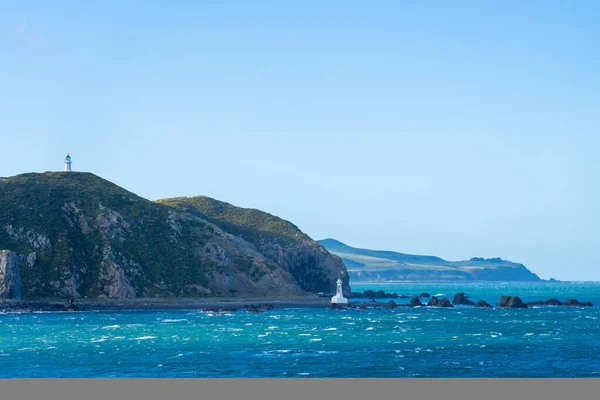 Tužka Šipky Hlavy Majáky Pobřežní Scény Při Opuštění Wellington Přístavu — Stock fotografie