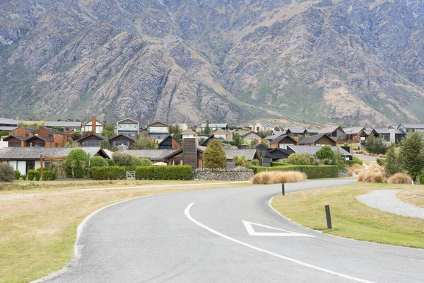 Street Leading Curving New Residential District Alpine Locality — Stock Photo, Image