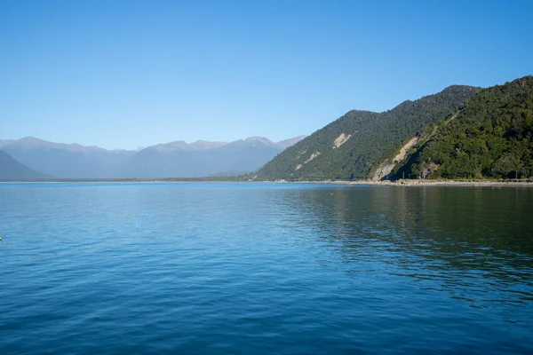 Scener Blått Vatten Jackson Bay Omgiven Södra Alperna Berg Västkusten — Stockfoto