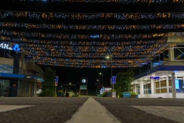 Greymouth Nova Zelândia Maio 2022 Rua Noite Iluminada Por Luzes — Fotografia de Stock