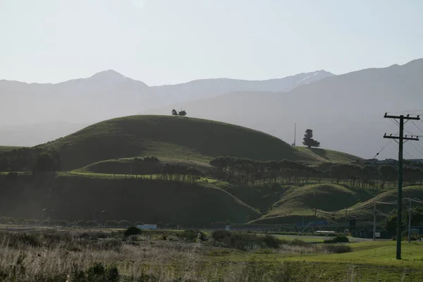 Blick Richtung Kaikoura Seaward Berge Vom Aussichtspunkt Nebligen Abendlicht — Stockfoto