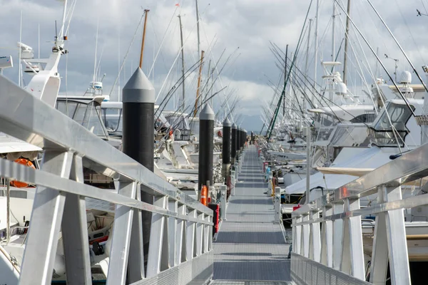 Stainless Steel Rails Ramp Leading Marina Piers Boats Tauranga — 스톡 사진