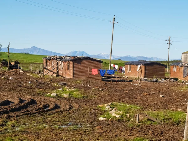 Sub Standard Rural Workers Accommodation Washing Fence Rural South Africa — Foto de Stock