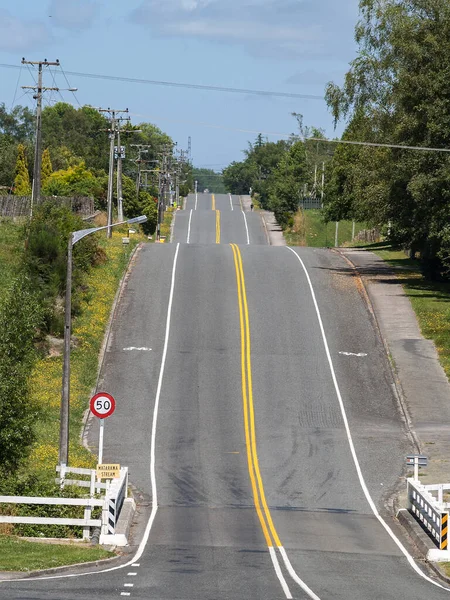 Long Road Ahead Undulating Distance Double Yellow Lines — Fotografia de Stock