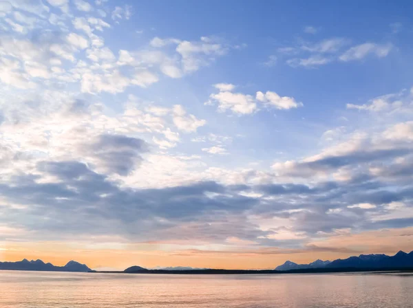 Sunset Silhouette Distant Hills Land Alaskan Travel Image — Stock Fotó