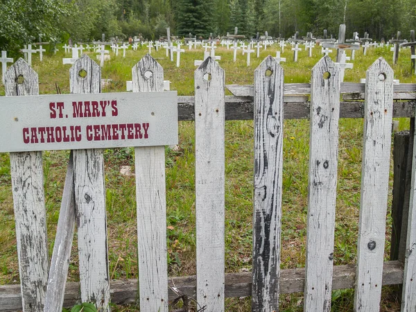Dawson City Yukon Territory Agosto 2008 Mary Catholic Cemetery Campo — Fotografia de Stock