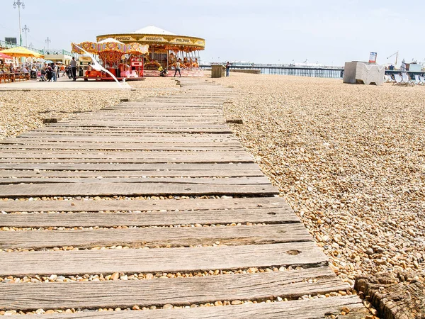 Brighton Beach Storbritannien Juni 2009 Redaktionell Plan Gångväg Som Leder — Stockfoto