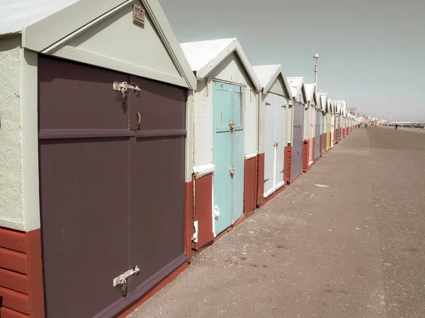 Aged Image Effect Historic Famous Highly Colourful Beach Hut Hove — Stock Fotó
