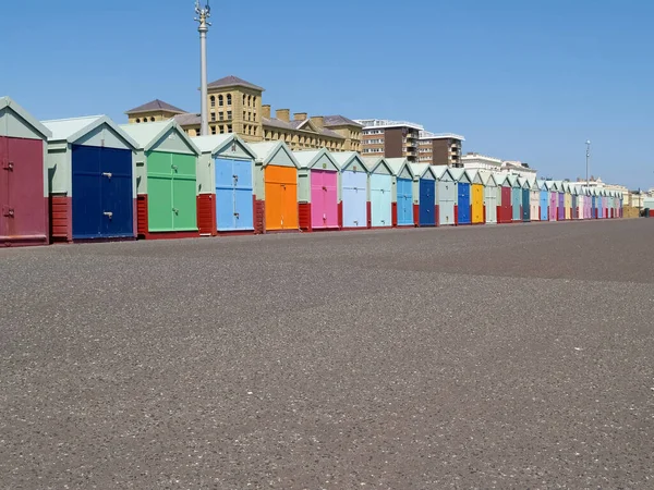 Történelmi Híres Nagyon Színes Beach Hut Hove Brighton Egyesült Királyság — Stock Fotó