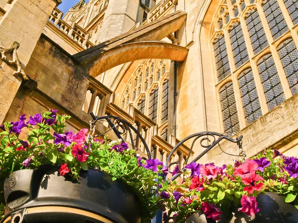 Bath Abbey Close Example Ornate Gothic Architectural Detail Wielka Brytania — Zdjęcie stockowe