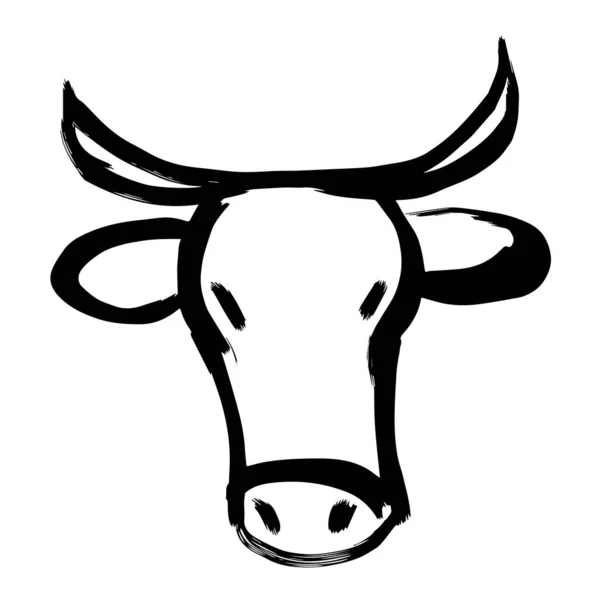 Ilustración Vectorial Una Cabeza Toro Buey Sobre Fondo Blanco Símbolo — Vector de stock