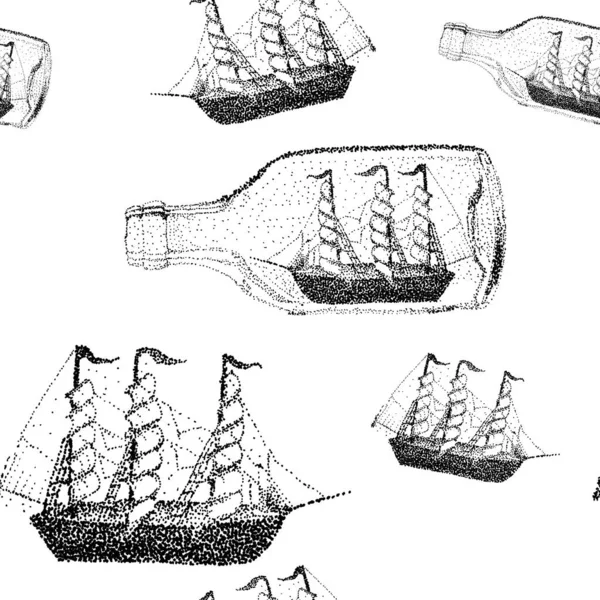 Πλοίο Σχήμα Μπουκαλιού Χειροποίητο Φόντο Σχέδιο Ταπετσαρίας Υφάσματος — Φωτογραφία Αρχείου