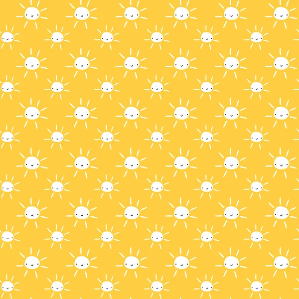 Güneş Ikonlarının Sevimli Deseni Bebek Tekstil Için Güneşli Vektörsüz Desen — Stok Vektör
