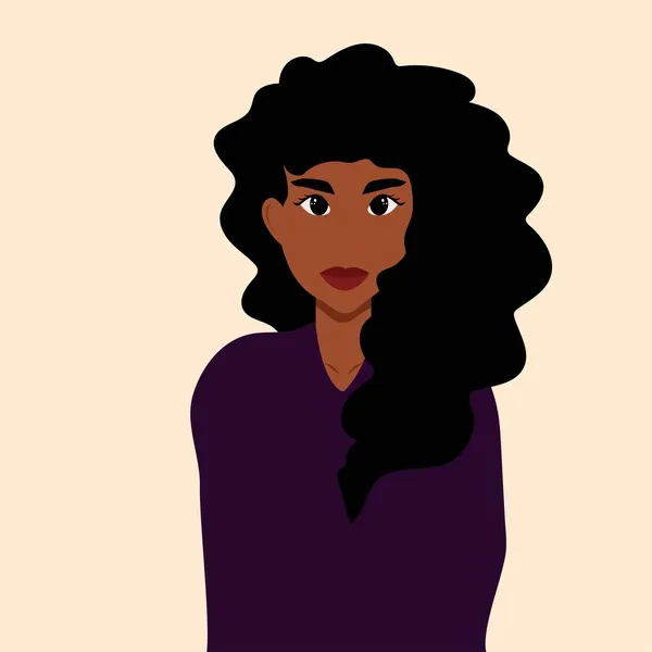 Junge Afroamerikanerin Mit Lockigem Schwarzem Haar — Stockvektor