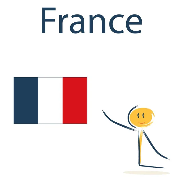 프랑스의 깃발을 캐릭터 아이들에게 지리와 세계의 나라들을 가르치는 — 스톡 벡터