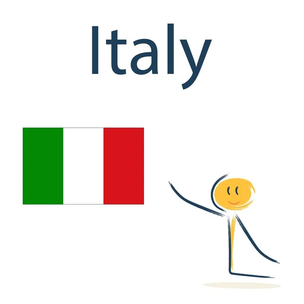 이탈리아의 국기를 사용하는 캐릭터 아이들에게 지리와 세계의 나라들을 가르치는 — 스톡 벡터