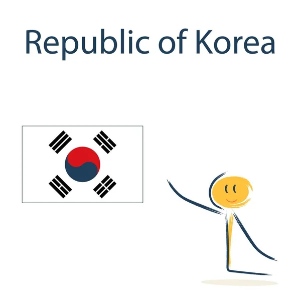 Znak Vlajkou Korejské Republiky Výuka Dětské Geografie Zemí Světa — Stockový vektor
