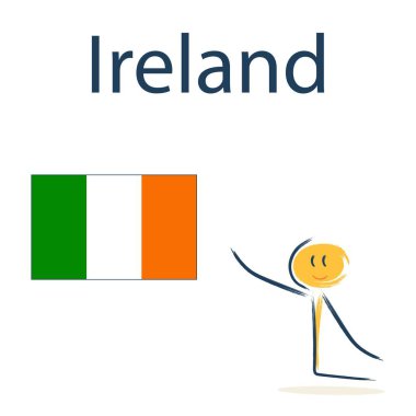 İrlanda bayrağı taşıyan karakter. Çocuklara coğrafya ve dünya ülkelerini öğretmek