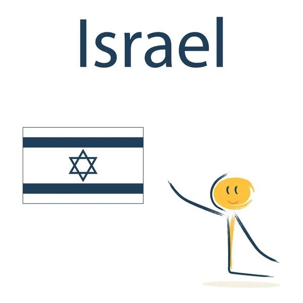 Personagem Com Bandeira Israel Ensinar Geografia Infantil Países Mundo — Vetor de Stock