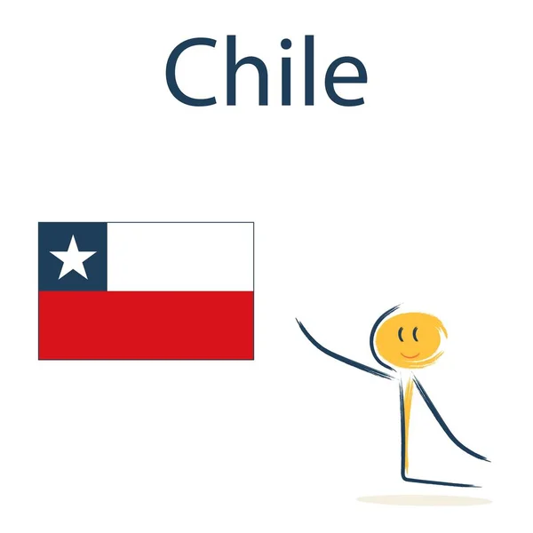 Character Flag Chile Teaching Children Geography Countries World — 스톡 벡터