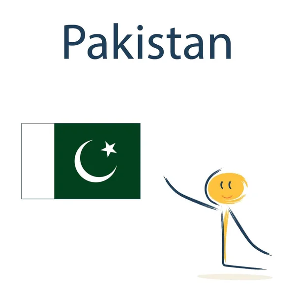Character Flag Pakistan Teaching Children Geography Countries World — ストックベクタ