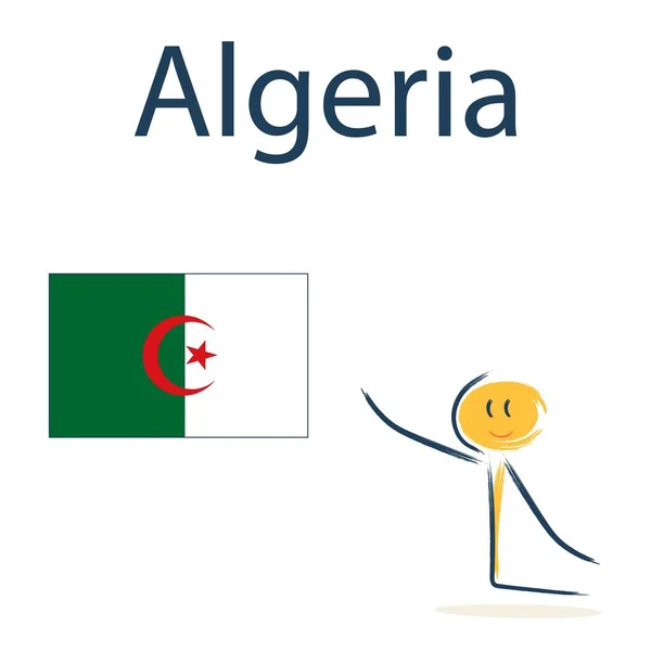 Character Flag Algeria Teaching Children Geography Countries World — ストックベクタ