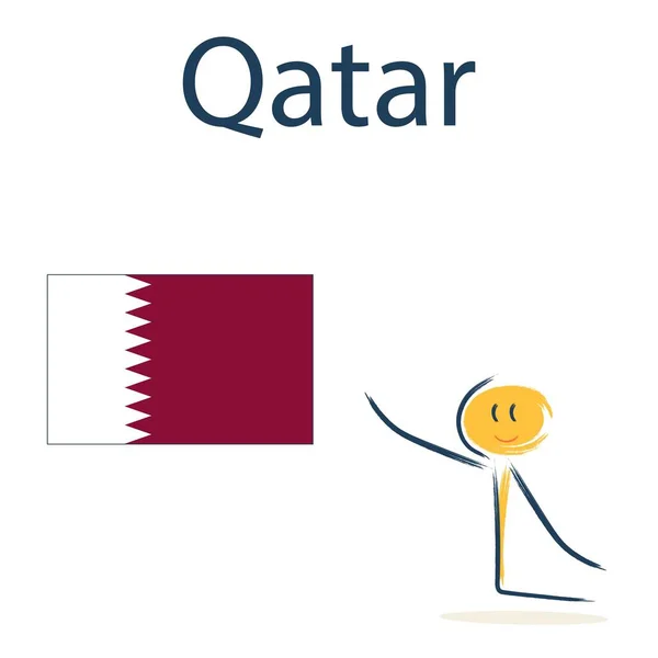 Character Flag Qatar Teaching Children Geography Countries World — ストックベクタ