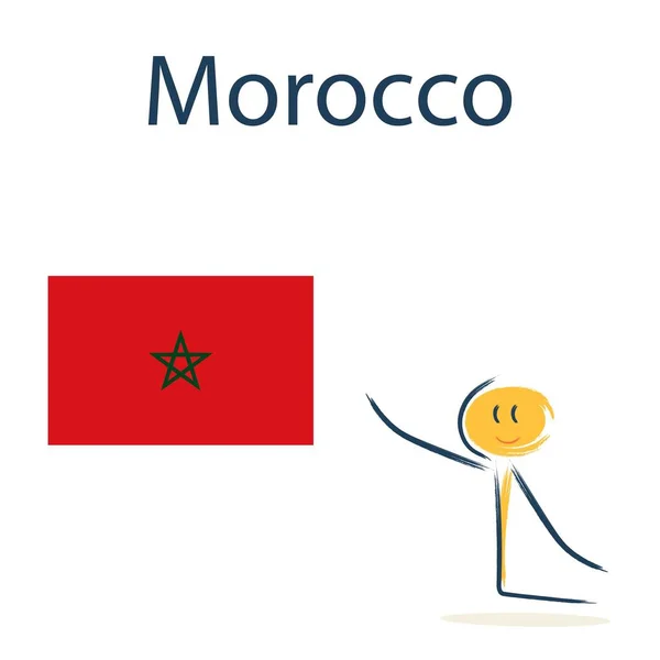 Character Flag Morocco Teaching Children Geography Countries World — ストックベクタ